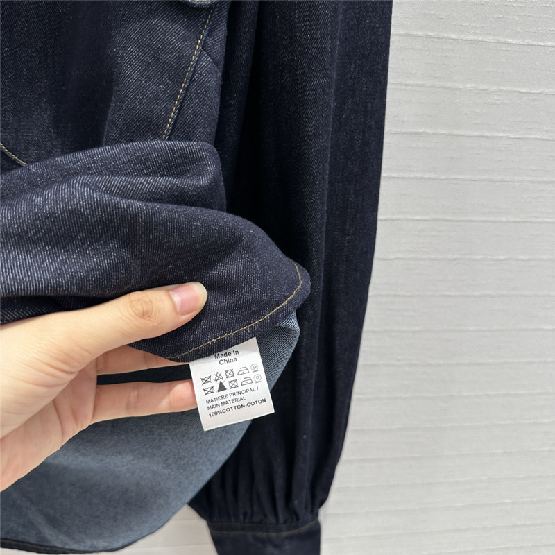 Zimm gold button tie stand collar denim shirt replica d&g clothing