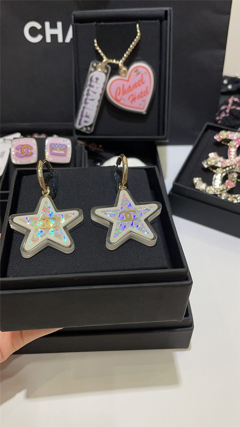 Ch**el five-pointed star resin earrings
