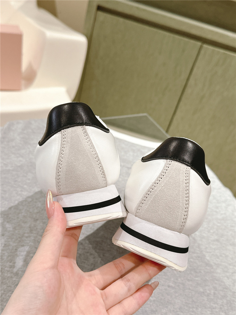 Miu Miu Point Toe Quilted Leather Sneakers in White