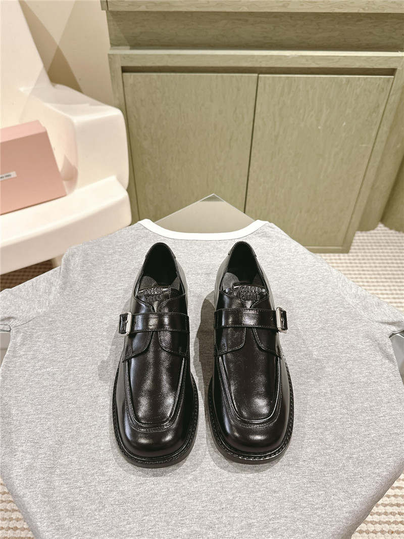 Miu Miu Black Leather Shoes with Buckle