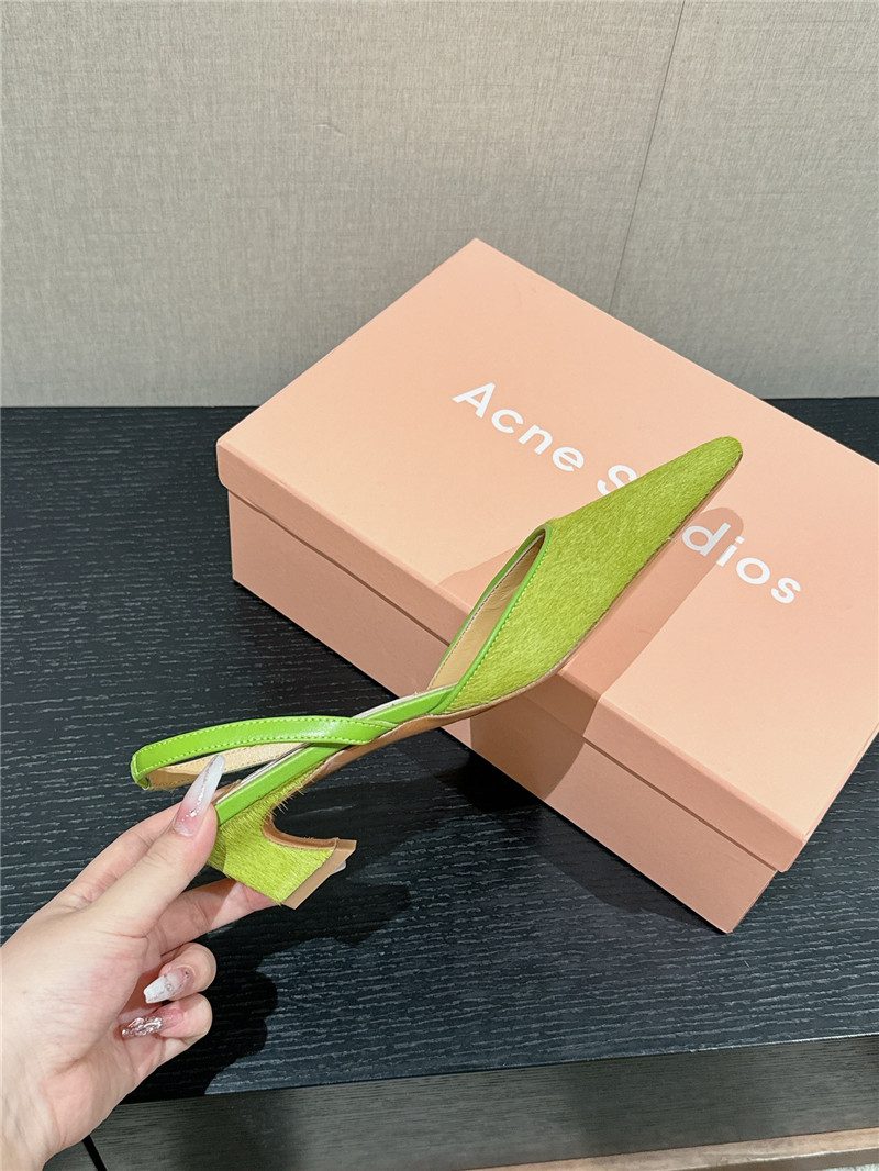 Acne Studios Green Suede Slingback Shoes