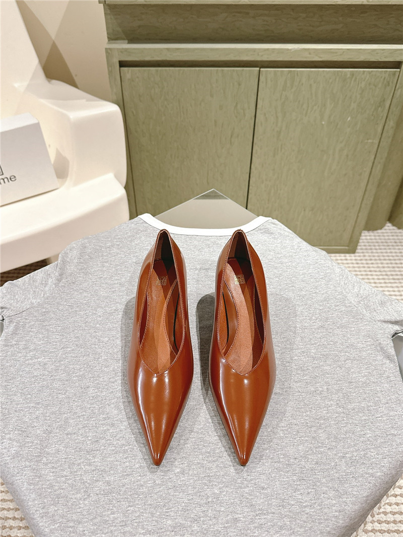 Totême Wedge-Heel Abrasivato Pumps in Brown