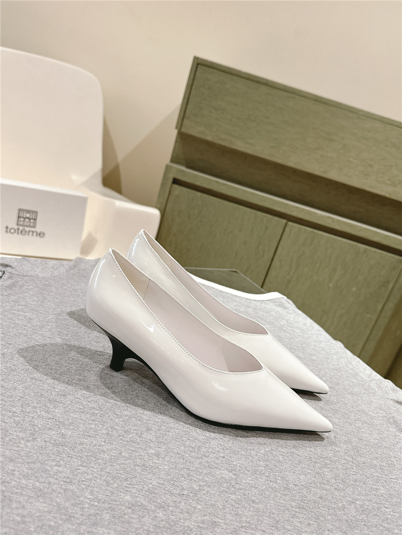 Totême Wedge-Heel Abrasivato Pumps in Bleached Sand