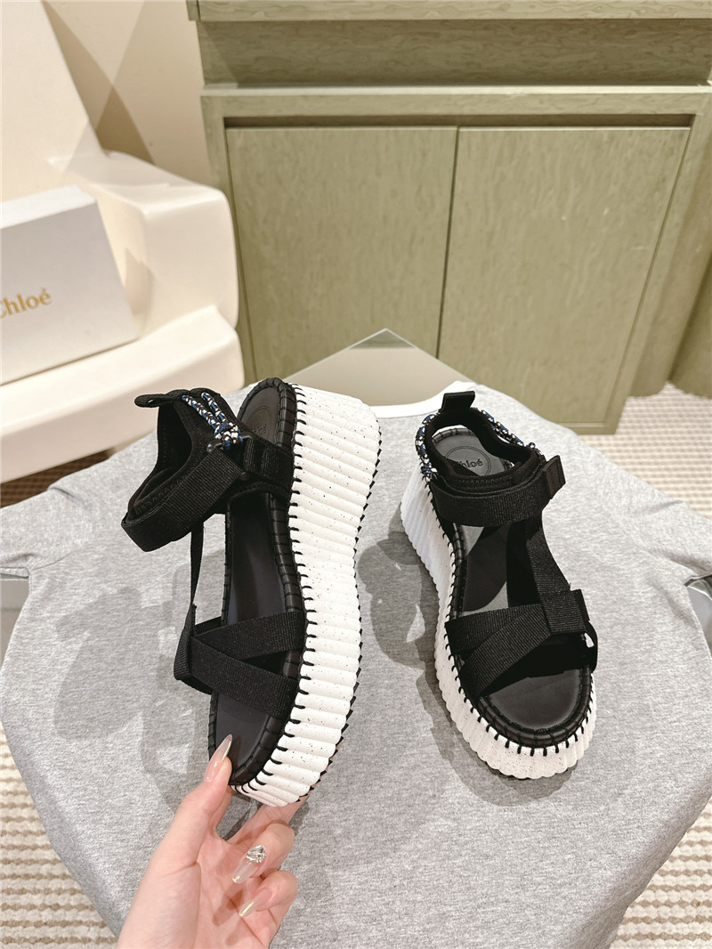 Chloé Nama Wedge Sandal in Black