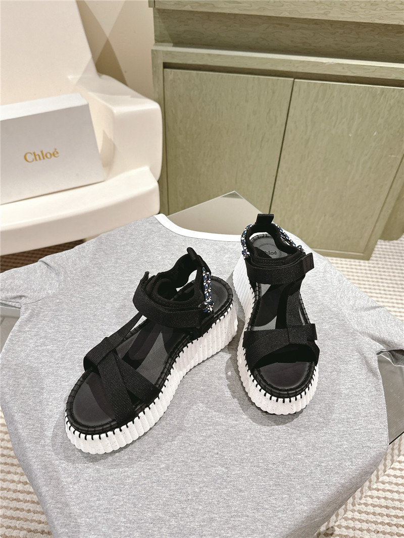 Chloé Nama Wedge Sandal in Black