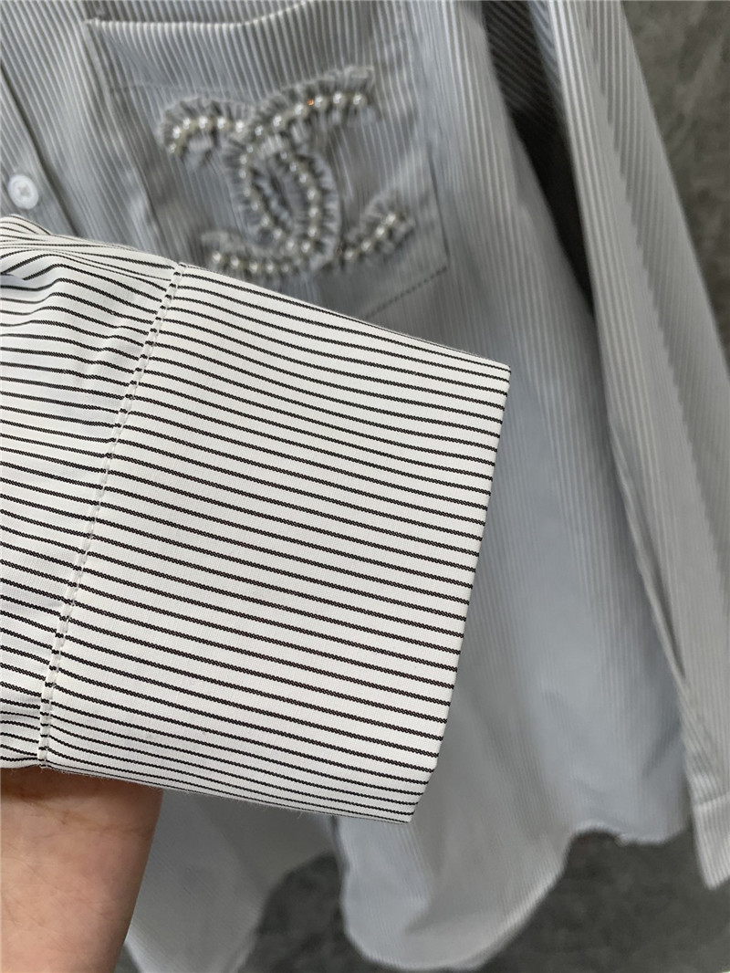 Ch**el pearl logo striped long sleeve shirt replica d&g clothing