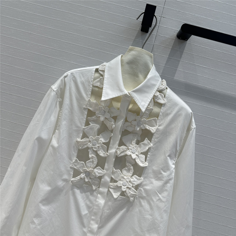 Va1e*ntin0 french elegant hibiscus flower white shirt replica clothes