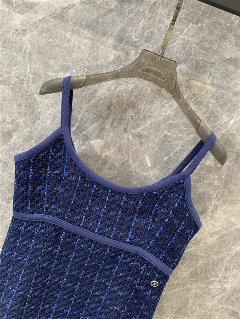 Ch**el blue tweed camisole dress replica clothing