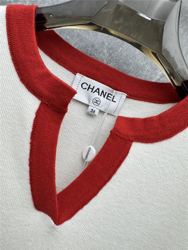 Ch**el contrast color knit top replica designer clothes