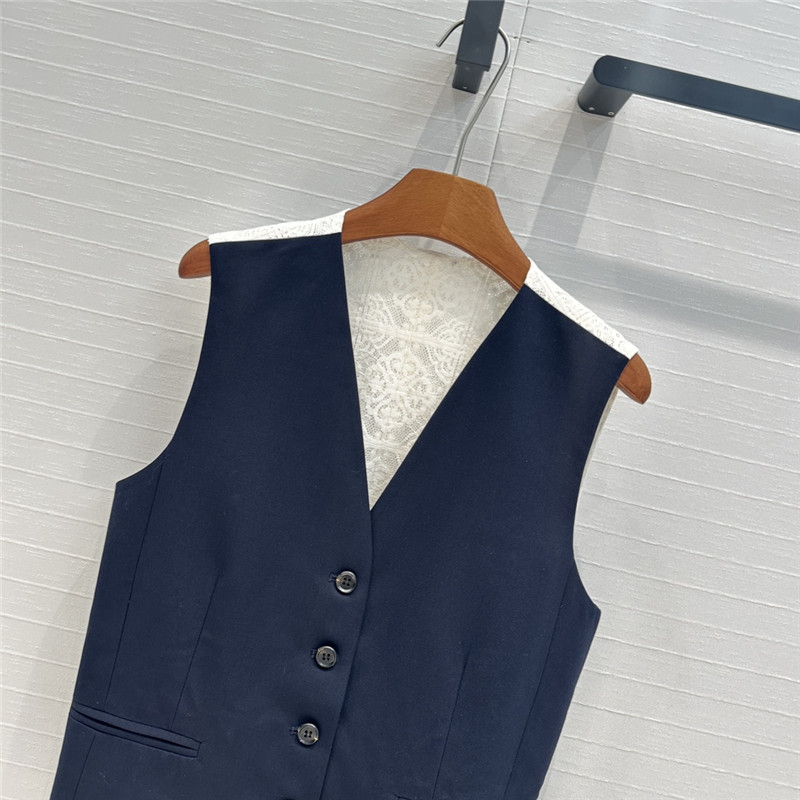 M1um1u lace patchwork button vest replica d&g clothing