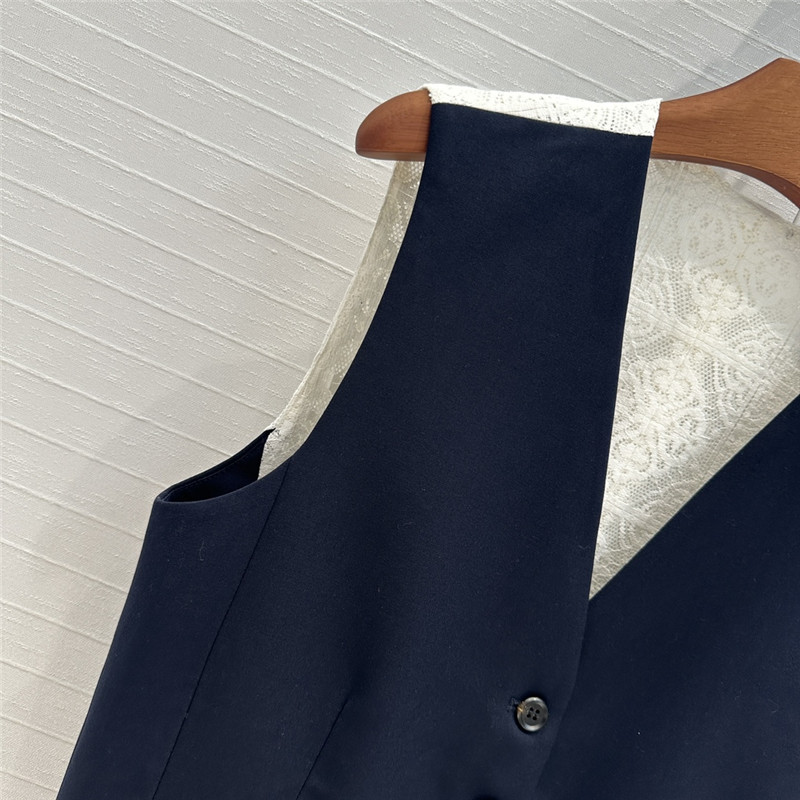 M1um1u lace patchwork button vest replica d&g clothing