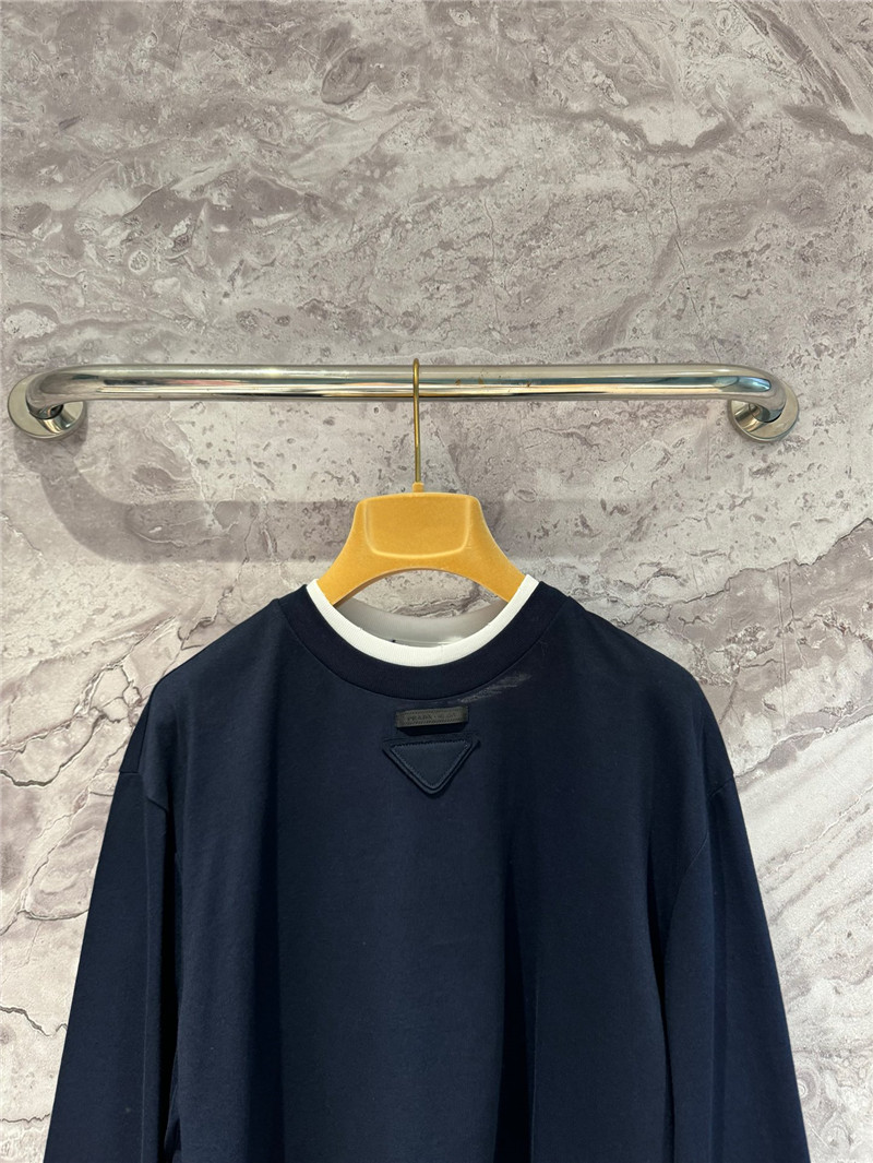 Pra*a contrast color long sleeve t-shirt replica d&g clothing