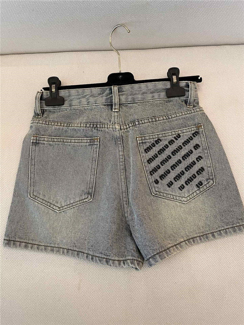 M1um1u letter embroidered denim shorts replica d&g clothing