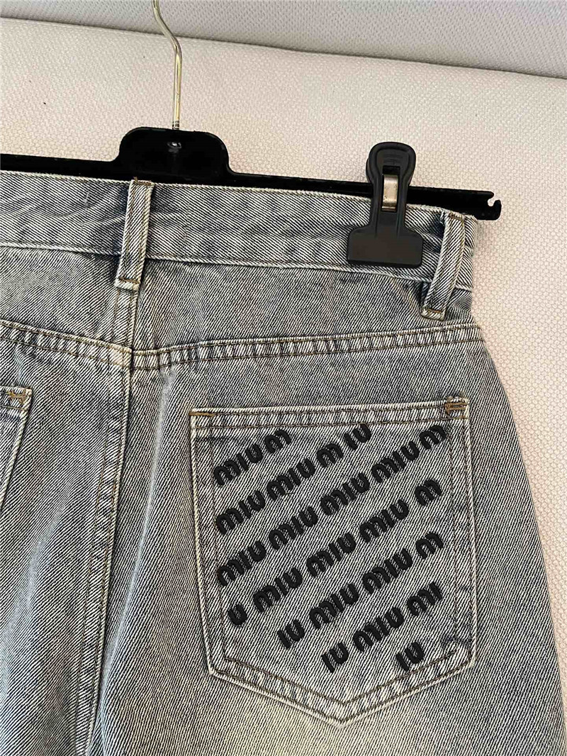 M1um1u letter embroidered denim shorts replica d&g clothing