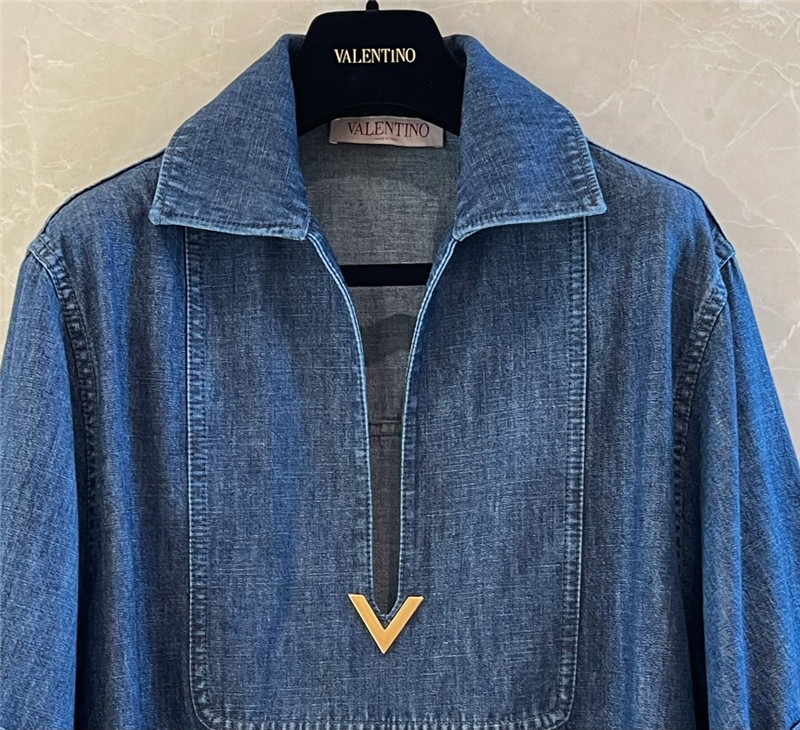 Va1e*ntin0 lapel v-neck dress replica d&g clothing