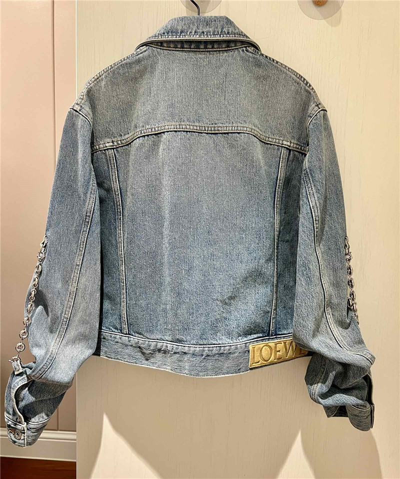 L0ew* vintage chain embellished denim jacket replica clothing