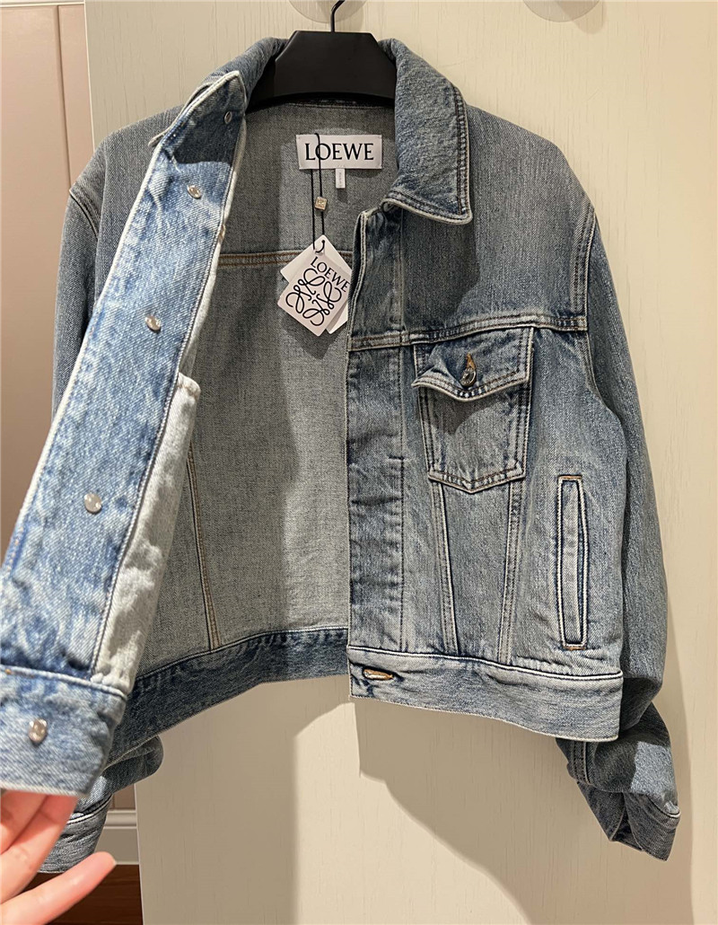 L0ew* vintage chain embellished denim jacket replica clothing