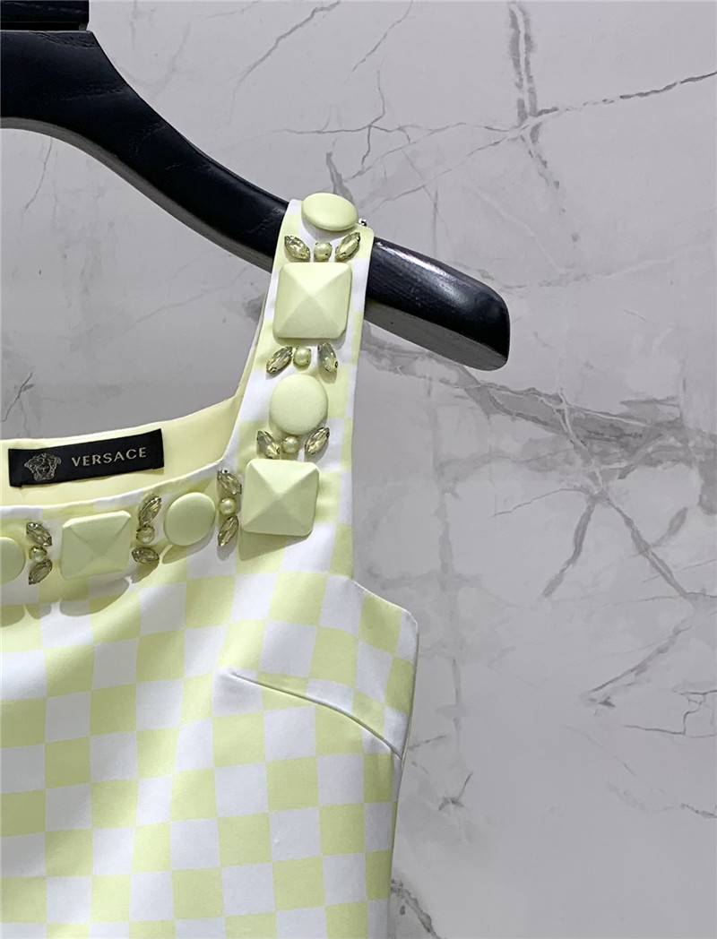 Versace fluorescent green plaid skirt replicas clothes