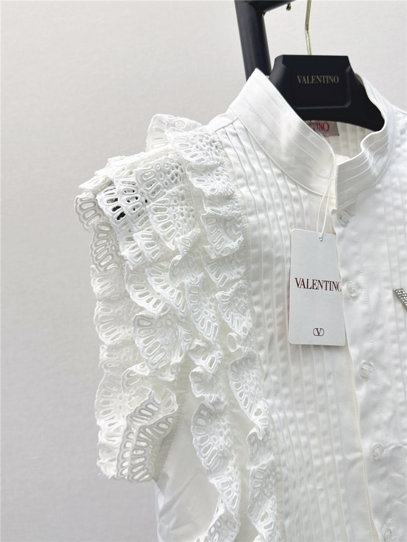 Va1e*ntin0 hollow lace flower patchwork shirt replica clothing sites