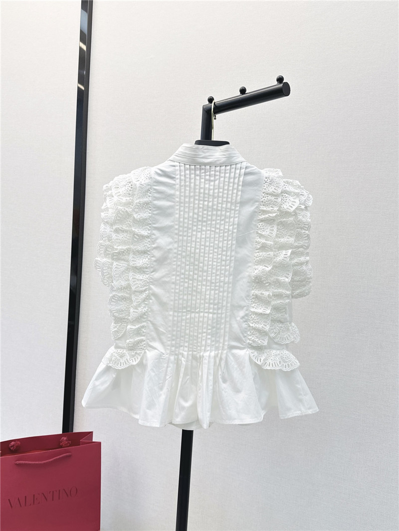 Va1e*ntin0 hollow lace flower patchwork shirt replica clothing sites
