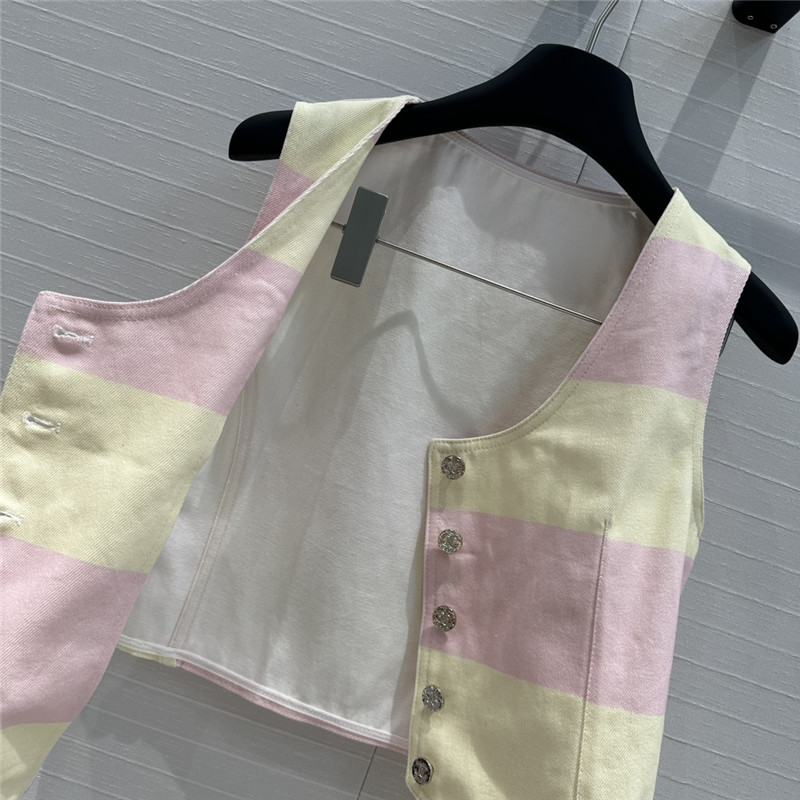 Ch**el contrast color stripe vest small jacket replica clothing sites