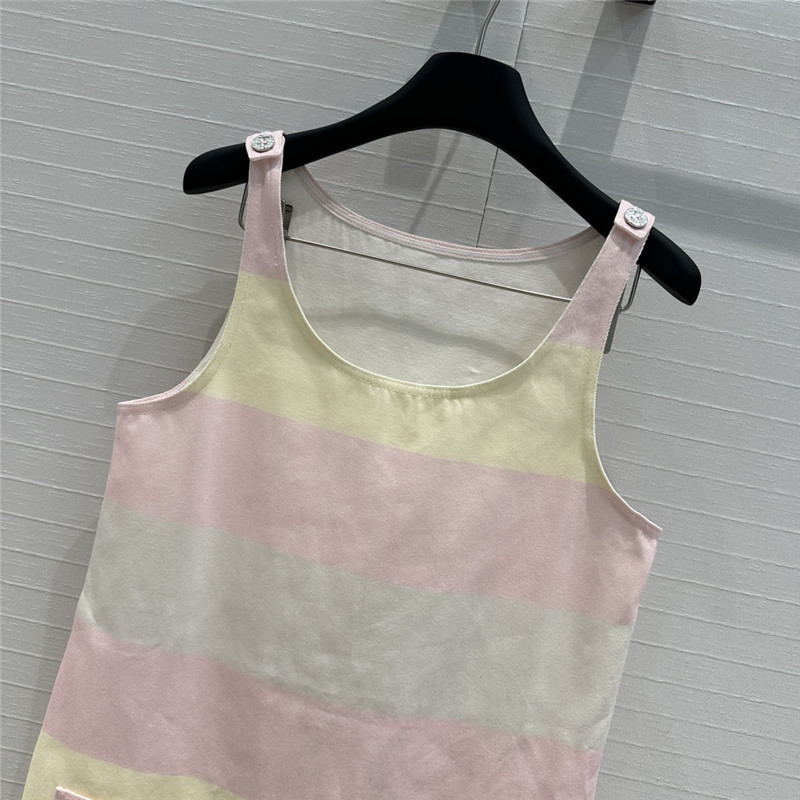 Ch**el contrast color stripe vest dress replica d&g clothing