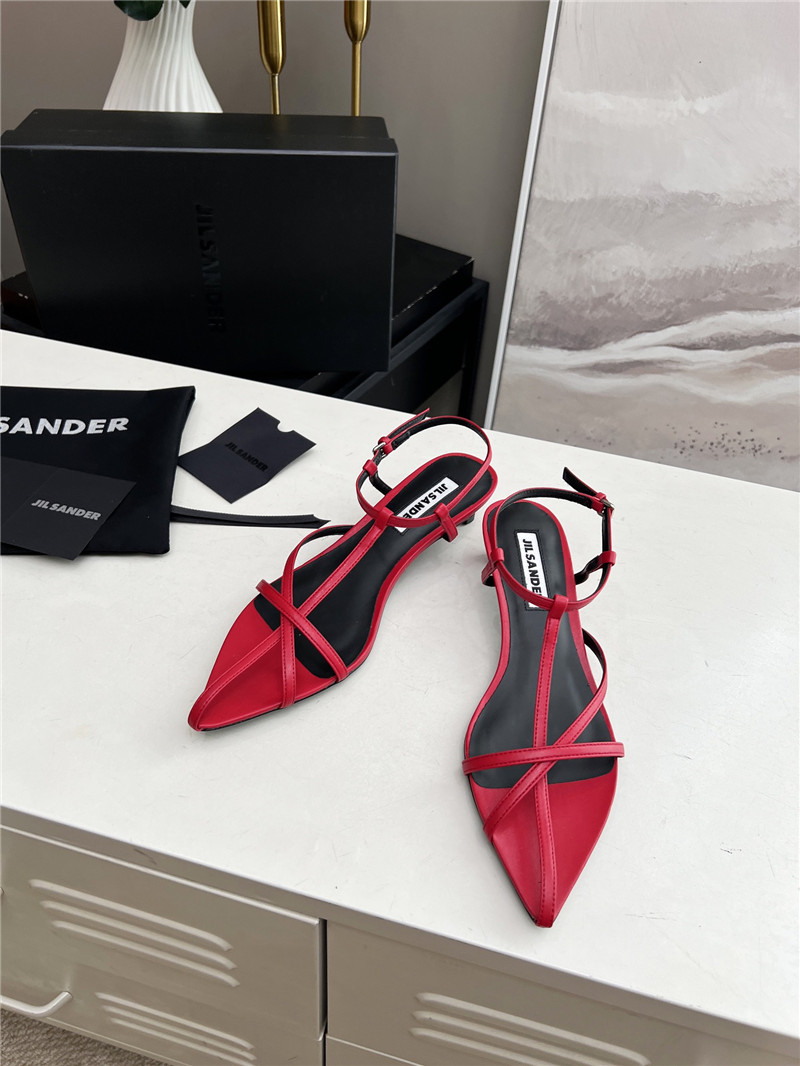 Jil Sander High Sandals in Red & Black Leather