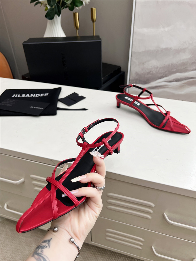 Jil Sander High Sandals in Red & Black Leather
