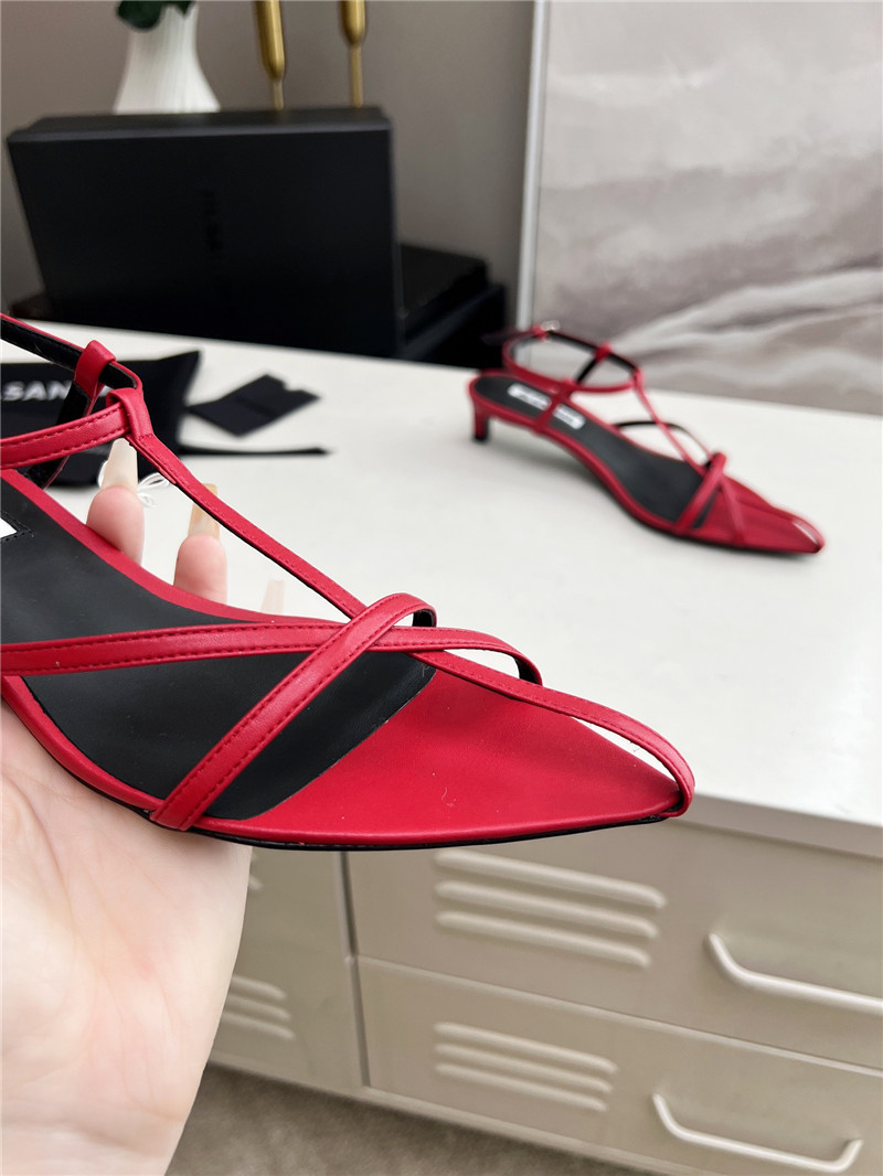 Jil Sander High Sandals in Red & Black Leather