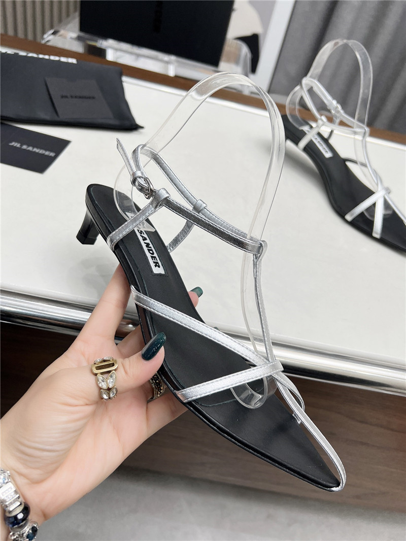 Jil Sander Ivory Calfskin Pointed Flat Sandals