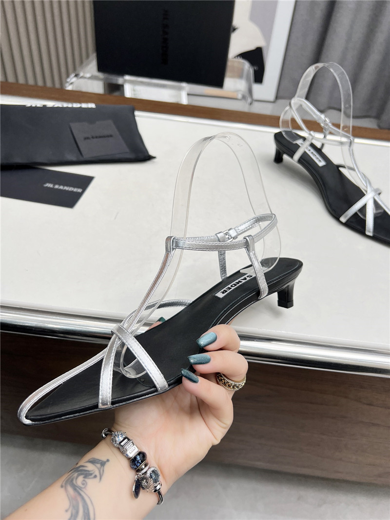 Jil Sander Ivory Calfskin Pointed Flat Sandals