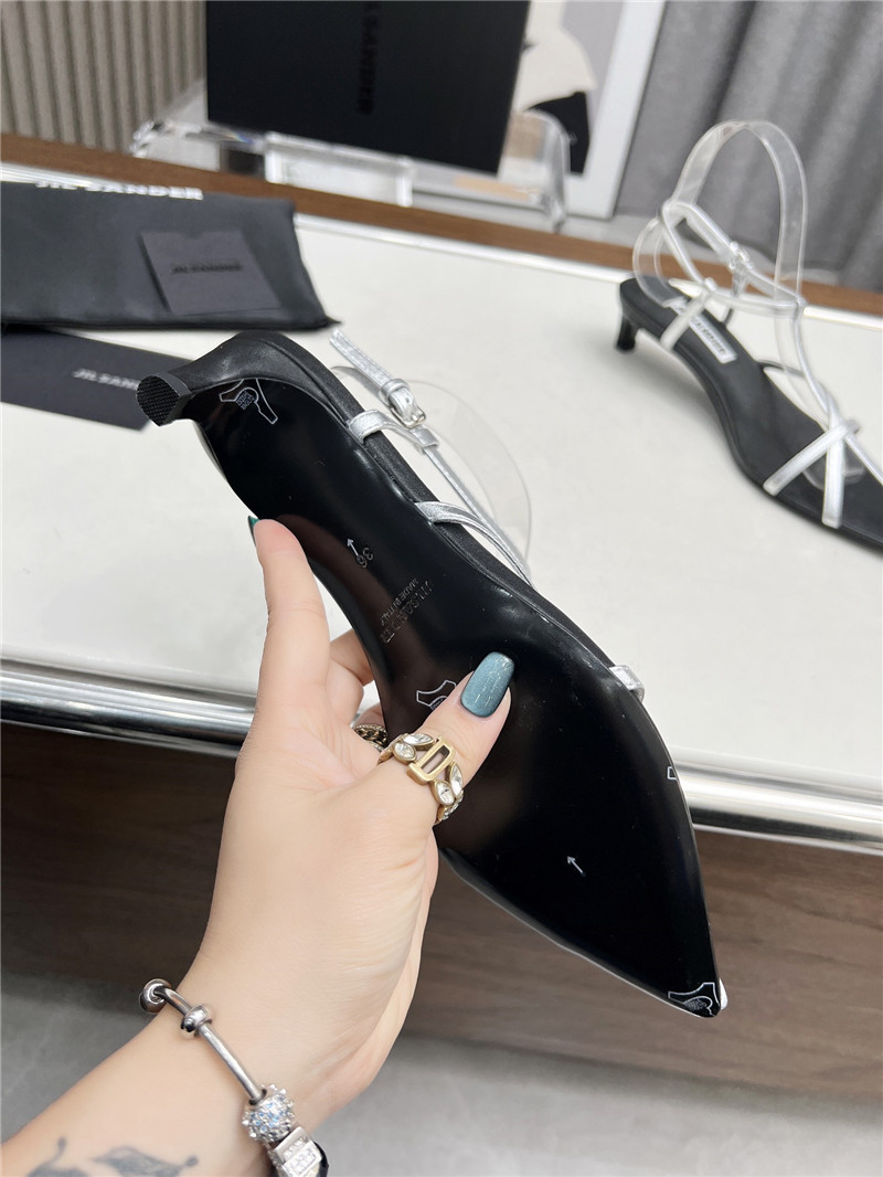 Jil Sander Ivory Calfskin Pointed Flat Sandals