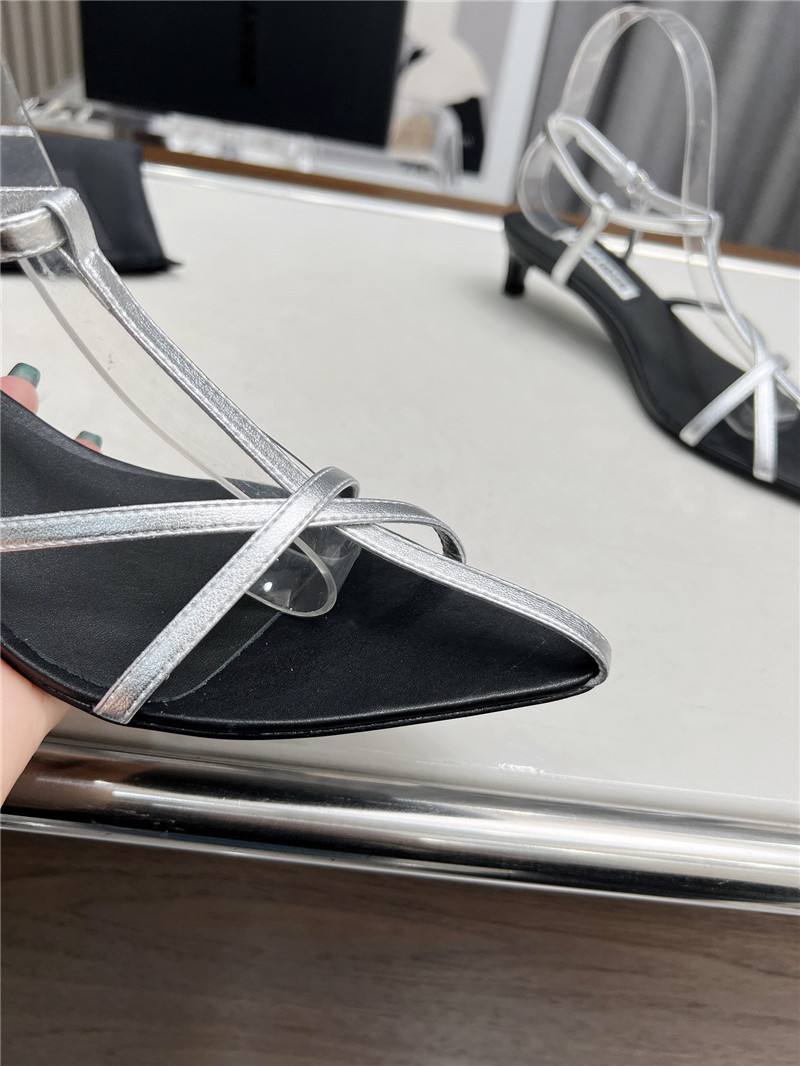 Jil Sander Ivory Calfskin Pointed Flat Sandals