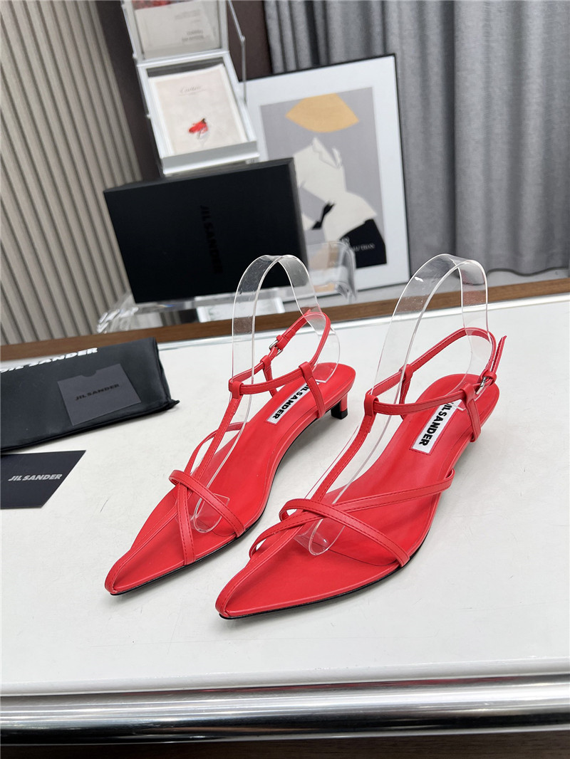 Jil Sander High Sandals in Red Goat Leather