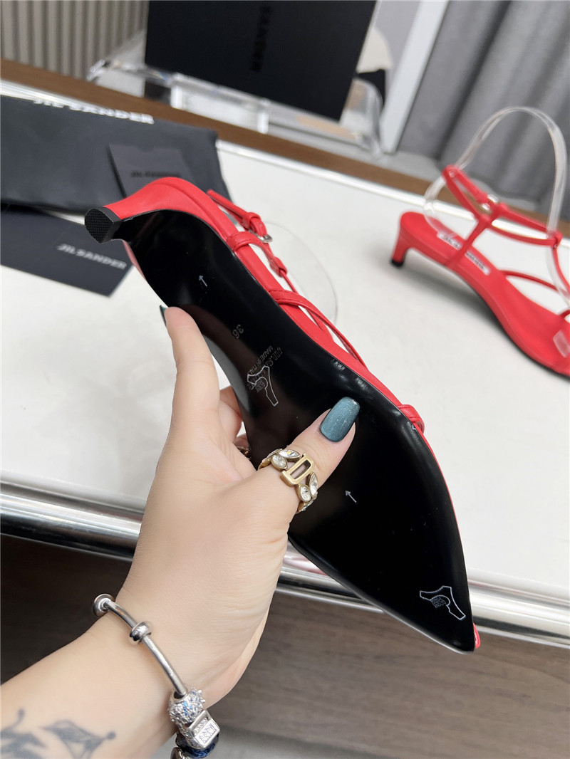 Jil Sander High Sandals in Red Goat Leather