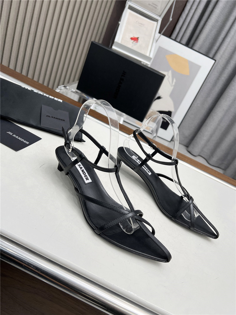 Jil Sander High Sandals in Black Goat Leather