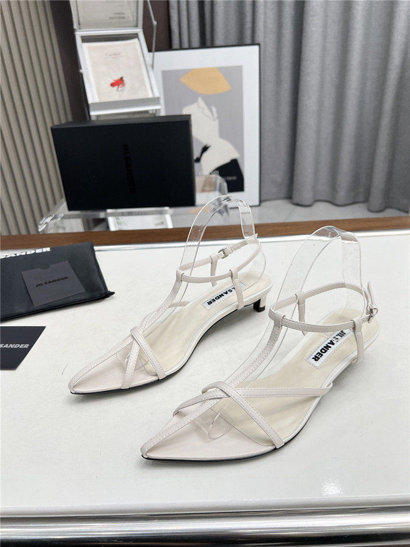 Jil Sander Ivory Calfskin Pointed Flat Sandals