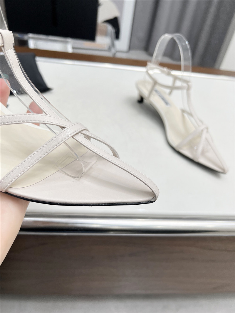 Jil Sander Ivory Calfskin Pointed Flat Sandals