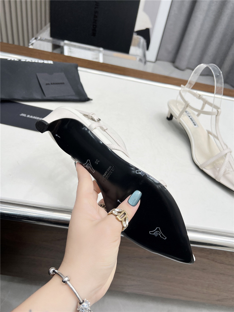 Jil Sander Ivory Calfskin Pointed Flat Sandals