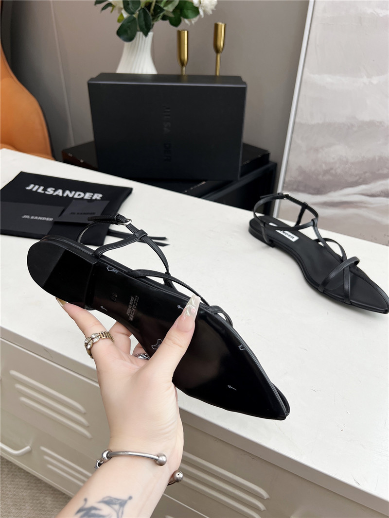 Jil Sander Black Calfskin Pointed Flat Sandals