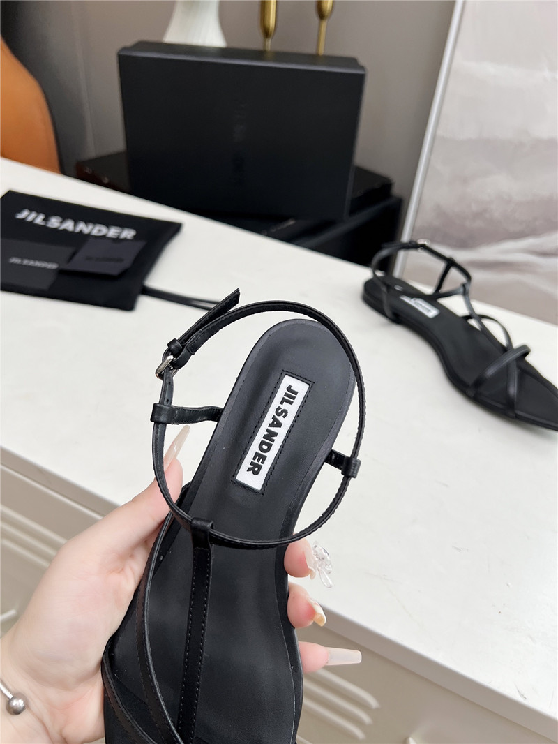 Jil Sander Black Calfskin Pointed Flat Sandals