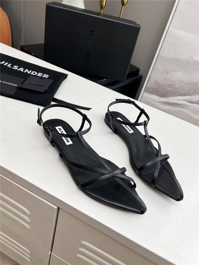 Jil Sander Black Calfskin Pointed Flat Sandals