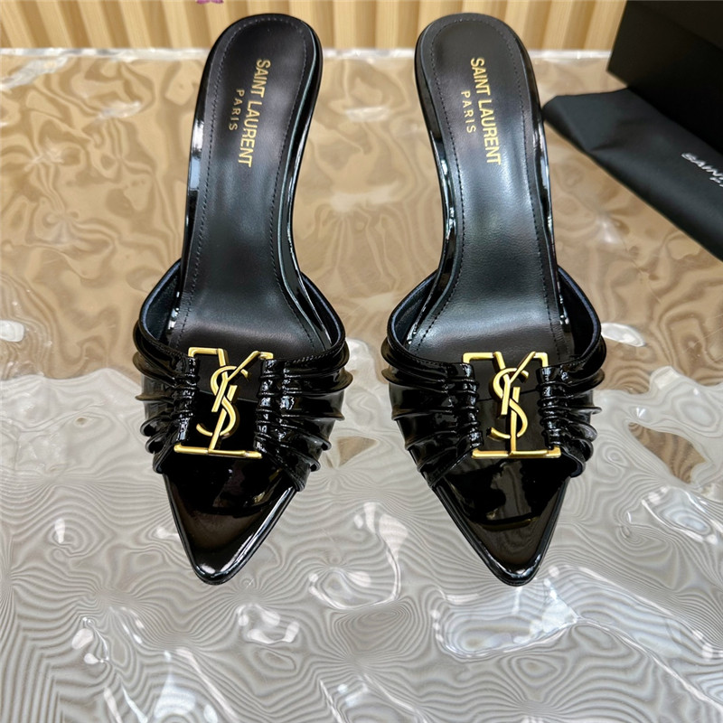 Sa1nt Lau*nt babylone mules in black patent leather