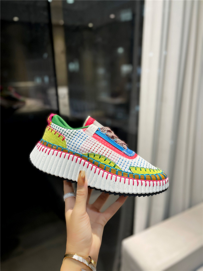Chloé Lace-Up Rainbow Sneakers Green