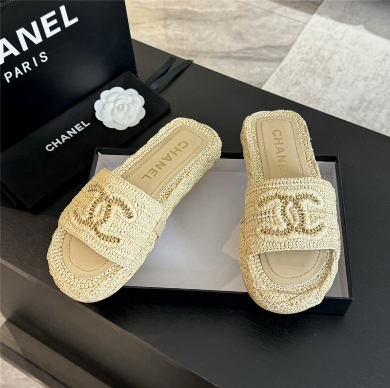 Ch**el crochet slide sandals in beige