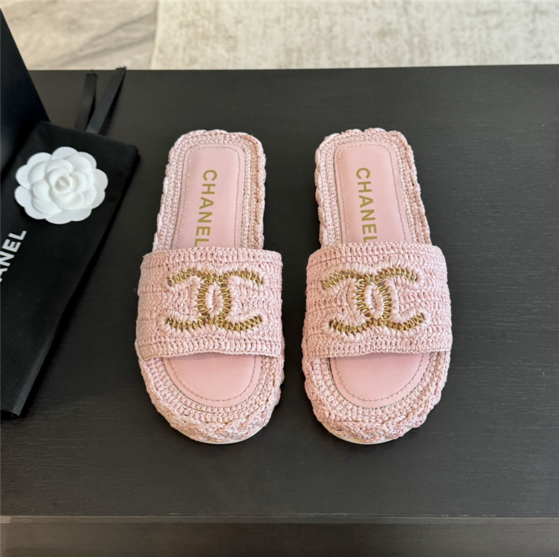Ch**el crochet slide sandals in pink