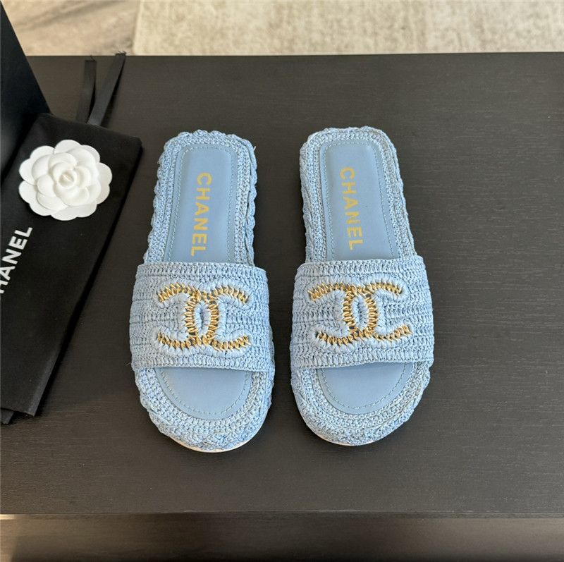 Ch**el crochet slide sandals in blue