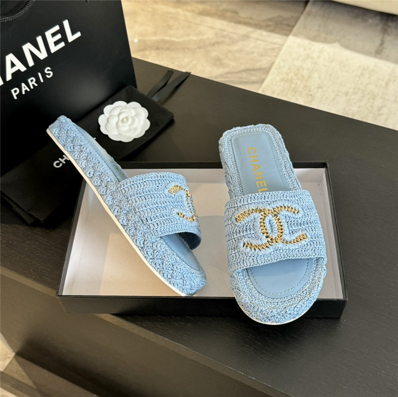 Ch**el crochet slide sandals in blue