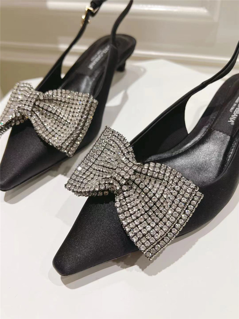 Dolce & Gabbana Satin Slingbacks with Rhinestones in Black