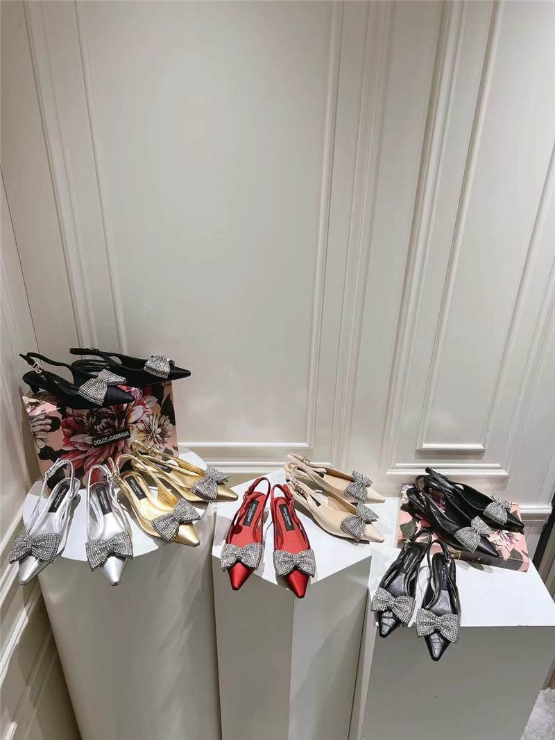 Dolce & Gabbana Silver Calfskin Slingbacks with Rhinestones